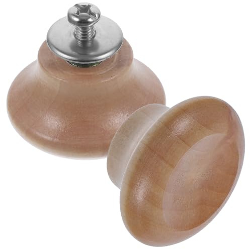 DOITOOL Wood Pot Lid Knob 2pcs Khaki 4.80X4.80X2.50cm/1.89X1.89X0.98in | Wood Pot Lid Knob, Easy to Install, Comfortable Grip, 2pcs, Khaki, Widened Base