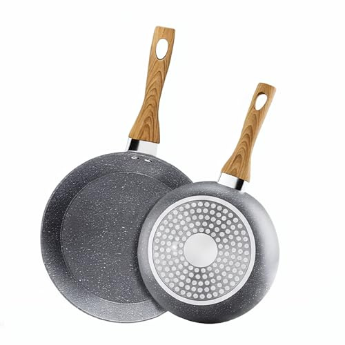 AEX Non Stick Frying Pan Set of 2 Piece Induction Frying Pan Set with 20cm & 24cm Nonstick Frying Pans, Lightweight Cookware for Gas, Electric & Induction Hobs