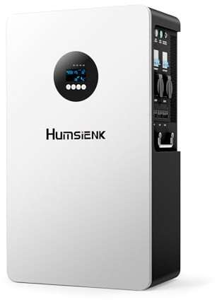 Humsienk Batterie 5,12 kWh pour kit Solaire, Batterie Lithium 25.6V 200Ah,Entrées Solaires MPPT 9000W, Ports CA Doubles 9000W, Batterie Tout-en-Un avec Onduleur, 6000 Cycles Charge, Plug & Play