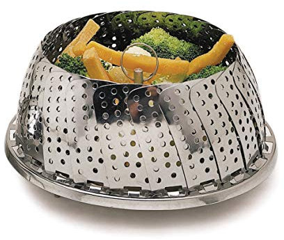 KitchenCraft Cesta para Cacerolas con Diseño Plegable, Acero Inoxidable, Plata, 28 cm