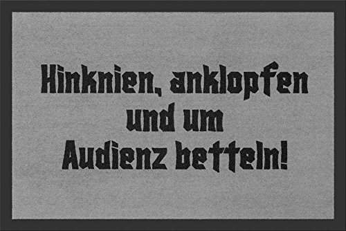 Rockbites Fußmatte- Hinkien, Anklopfen, um Audienz betteln!! Spruch Matte, Türmatte