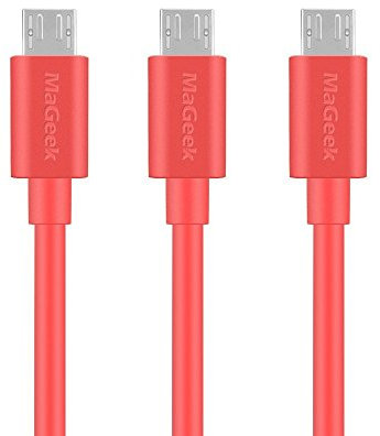MaGeek [Pack de 3 1,0m Cables Micro USB Sincroniza y Carga para Samsung, HTC, Sony, Motorola, LG, Google, Nokia etc.(Rosado)