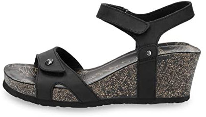 Panama Jack Damen Julia Basics Offene Sandalen mit Keilabsatz, Schwarz (Black), 41 EU