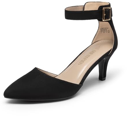 DREAM PAIRS Women‘s Kitten Heels Ankle Strap Pumps | 2.5 Kitten Heel, Classic Closed Pointed Toe, Ankle Strap, Soft Insole, Versatile for Wedding Party Work