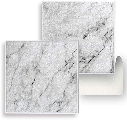 8 Self Adhesive Tiles: Natural Marble - 6 x 6, Thick, Self Adhesive Stick on Wall Tile, Stickers, transfers, Decals. Over Any Size of Smooth Tiles or onto Any Smooth Wall Surface