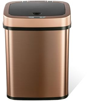 Ninestars Trashcan, Stainless Steel, Rose Gold/Black, 3 Gal