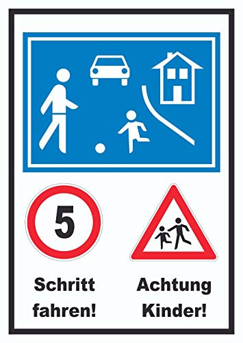 HB-Druck Spielstraße Schrittfahren Achtung Kinder Schild A0 (841x1189mm)