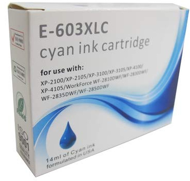 Compatible CYAN Ink cartridge for Epson XP-2100, XP-2105, XP-3100, XP-3105, XP-4100, XP-4105, WF-2810DWF, WF-2830DWF, WF-2835DWF, WF-2850DWF. 14ml 603XLC. Starfish INK (CYAN)