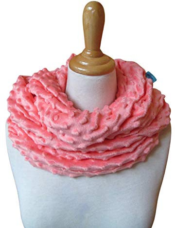 PÜNKTCHEN leichter kuscheliger Schal mit Punkten Loop peach pfirsich rosa pink apricot