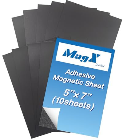 MagX Adhesive Magnetic Sheets 13cm x 18cm (10 Sheets), Flexible Magnetic Paper, Sticky Magnetic Paper, Peel and Stick, Photo Magnets, Stationery, Office