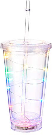 Ultra 2 LED Blink Plastik Trinkgläser LED Leuchtstreifen Wassergläser LED Licht Trinkgläser Set Erwachsene Kinder Bierglas Cocktailglas Leuchtgläser Trinkbecher mit Strohhalm LED Glas LED Bar