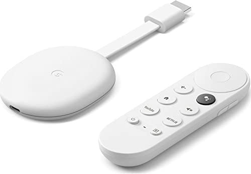 Google GA01919-GB Chromecast 4K HDR with Google TV & Voice Remote - Snow A