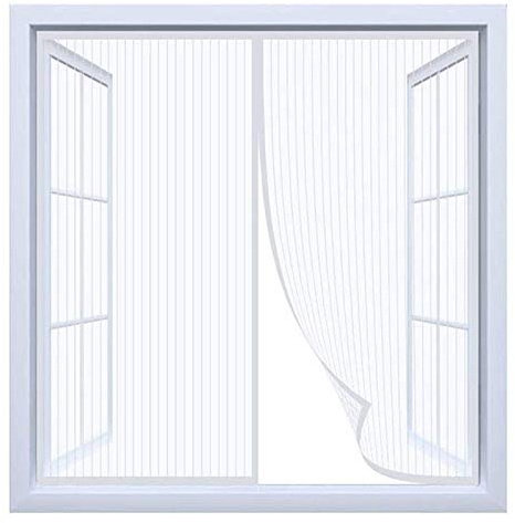 Magnet Fliegengitter Fenster Innen, Weiß Anti-Moskito Fliegenvorhang, Ohne Bohren, Dachfenster Schiebefenster - 60cm(Breite) x 80cm(Höhe)
