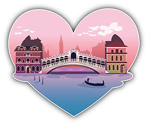 20cm! Hochwertiger Kühlschrank-Auto-Aufkleber Sticker Cartoon Comic Venedig Herzform Reise UV&Waschanlagenfest Decal