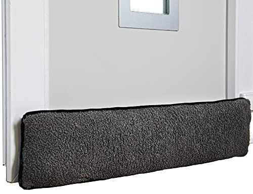 Urhome Zugluftstopper aus Schurwolle für Tür | 80cm Grau Klettverschluss | Selbstklebende Türbodendichtung | einseitige Türisolierung | Schutz vor Lärm und Zugluft