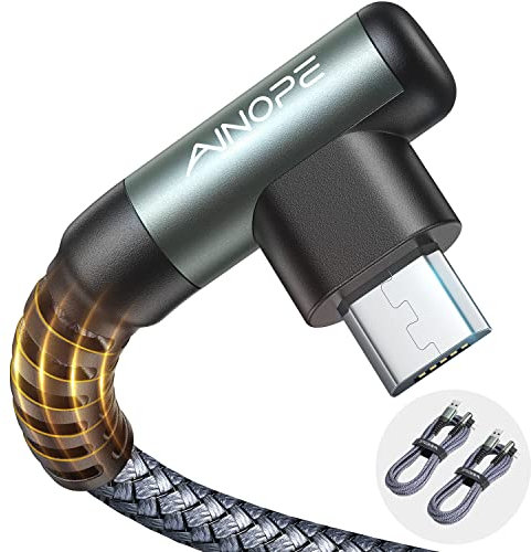 AINOPE 2 Stück Micro USB Kabel, [2M+2M] Ladekabel Nylon Handy Micro Kabel, Samsung Galaxy s7 Schnellladekabel für Samsung S7/S6/J7/ Note 5,Huawei,Wiko,Nexus,Motorola,Nokia,PS4, Echo Dot-Grau​