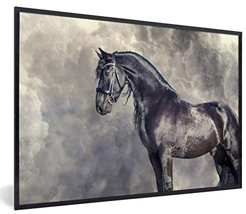 MuchoWow Poster Bilder Wanddeko Deko Wohnzimmer 120x80 cm Friese - Pferde - Porträt