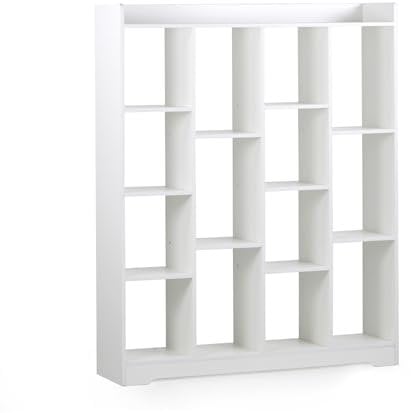 Brigros Wehome - Libreria A Muro Con 15 Ripiani, Ingresso In Legno Melaminico, Divisorio, Soggiorno, Arredamento Casa, Studio, Ufficio, 120 X 150 Cm (Rovere Sbiancato)