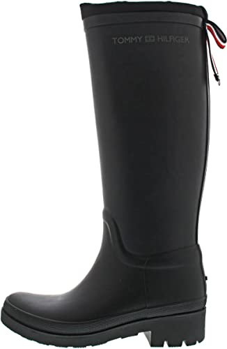 Tommy Hilfiger Monogramma TH Overknee Rainboot, Stivali da Pioggia Donna, Nero, 38 EU