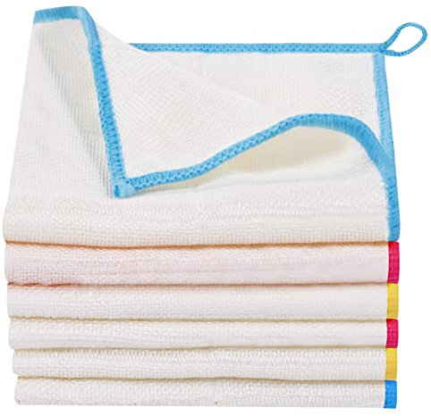 Lanjue 6 Pieces Dish Cloths, 3 Colors Kitchen Cloth Reusable Dish Rags Tea Towels Dishcloths Housework Cleaning Cloths Dish Cloths for Washing Up