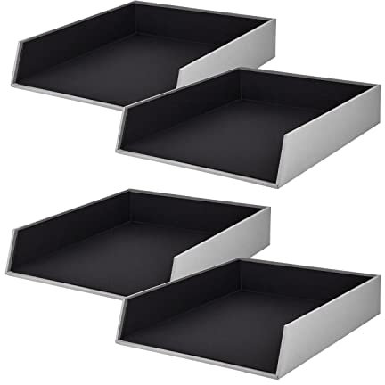 Rössler Papier 1335452170-4 - S.O.H.O Ablagekorb für DIN A4, Stone, 4 Stück, Ablagefächer stapelbar, Briefablage 26 x 6 x 32 cm