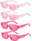 FSMILING 4 Stück Vintage Sonnenbrille Damen Set Retro Sonnenbrille Damen Rosa Rechteckig 90er Sonnenbrille Für Damen
