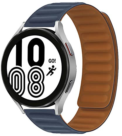 20mm Magnetico Silicone Cinturino per Samsung Galaxy Watch 5/4 40mm 44mm/Watch 5 Pro 45mm/LTE 44mm/Watch 3 41mm, Cinturino Sportivo per Galaxy Watch 4 Classic/Watch Active/Active 2, Blu Scuro
