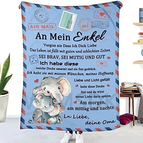 WJMSDK Personalisierte Decke Geschenke Für Enkel von Oma, Kuscheldecke An Meine Enkel von Oma, 18 Geburtstag Junge, Witziges Weihnachten Abschluss-Geschenke