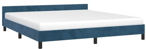 vidaXL Bettgestell mit Kopfteil, Bettrahmen mit Lattenrost, Bett Polsterbett mit Stützbeinen, Schlafzimmerbett Doppelbett, Dunkelblau 160x200cm Samt
