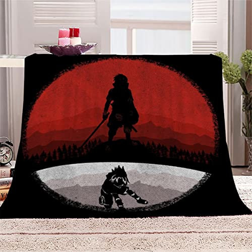 Kuscheldecken 130x150 Manga Decke 3D-Digitaldruck Kuscheldecke Flanelldecke Weich Wohndecke Sofadecke Zweiseitige Schwertkämpfer Karikatur Decke Kinder Erwachsene alle Jahreszeiten
