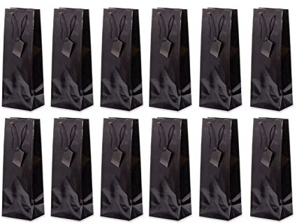 Flaschentüte Geschenktüten 12 Stück einfarbig Schwarz, Geburtstagsgeschenk, Tüten für Flaschen als Geschenk zu besonderen Anlässen