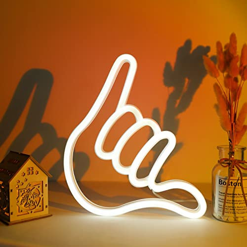 DWOOKE Hand Shape Finger Neon Lights, LED Decorative Wall Light USB or Battery Operated Light Signs for Bedroom, Living Room, Game Room Decoration