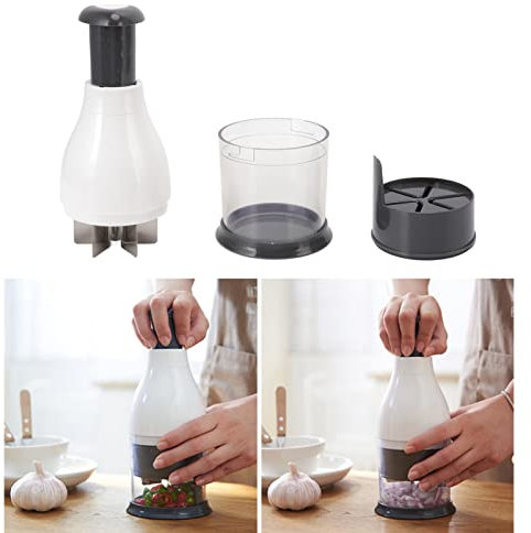 Tefola Manual Food Chopper, Garlic Chopper Press, Kitchen Hand Food Shredder, Mini Chopper Manual Stainless Steel Blade PP Material for Onions Garlic Peppers Carrots Fruits