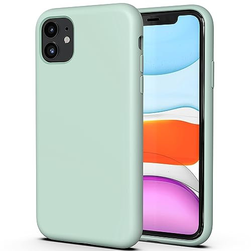 TAXXOE Silicone Case with iPhone 11 Case Soft Ultra Slim Protective Shockproof Liquid Silicone Phone Case,Anti-Scratch Microfiber Lining,6.1 inch-Cyan