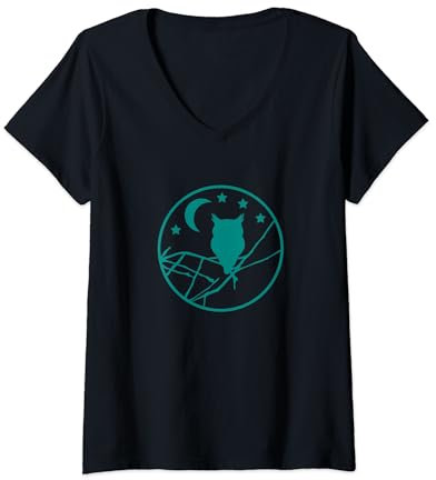 Eule im Baum für Naturfreunde, Eulenfreunde, Vogelschützer T-Shirt mit V-Ausschnitt