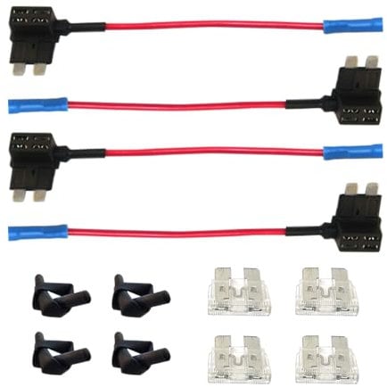 CGEAMDY 4 Stück Auto Sicherungsabgriff, Auto Add a Circuit Fuse Tap Adapter, 16 Gauge Add-a-Circuit Fuse Holder Tap Adapter, Piggy Back Blade Fuse Holder Mit Kabelbaum