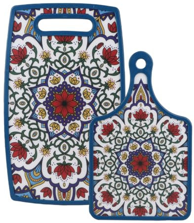 Marrakesch 2er Set Schneidebrett - Orientalisches Design -1- Küchenbrett Rutschfest und Spülmaschinenfest