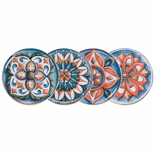 Set 4 Piatto pizza/portata in porcellana Ø 33 cm, made in Italy, Le Maioliche