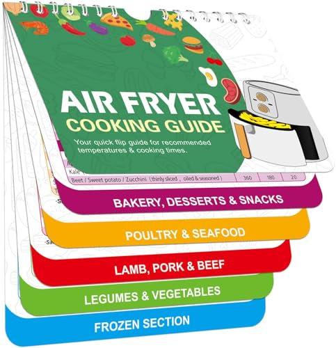 Air Fryer Cheat Sheet Magnets Cooking Guide Booklet, Air Fryer Cooking Guide Magnetic Sheet Cooking Times Chart, Oven Cooking Pot Temp Guide Cooking Accessories for Home (A)