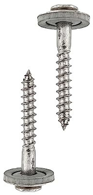 HELPMATE Vis de ferblantier 4,5x35mm, 150 pièces, DIN 7995, acier inoxydable A2, T20, vis de couvreur, tête bombée, avec rondelle plate et rondelle d'étanchéité EPDM, argent, 4,5 x 35 mm