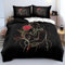 Freyamy Partner Bettwäsche 200x220cm 3teilig Schwarz Rot 3D Rose Bettwäsche für Paare 100% Mikrofaser Pärchen Bettwaren-Sets Liebhaber Bettbezug mit Reißverschluss und 2 Kissenbezug 80x80cm