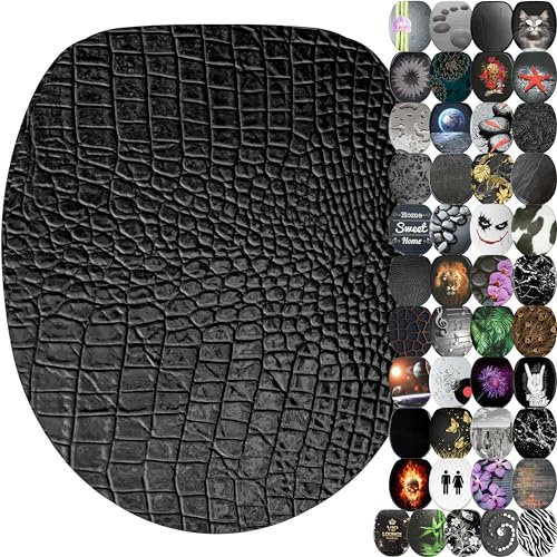 Soft Close Toilet Seat | Wide Choice of Black Toilet Seats | Stable Hinges | Easy to Mount (Leather)