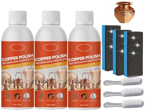 Brass Copper Cleaner Polish Spray, Copper Cleaner and Polish, Copper Cleaner for Pots and Pans, Suitable for Brass Copper and Stainless, 100ml (3pcs)
