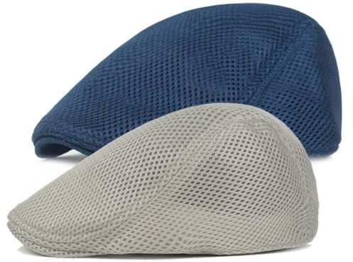 JAWSEU 2PCS Schiebermütze Schirmmütze Barett Cap Einstellbare Driving Cabbie Flatcap Gatsby Jagd Kappen Baskenmütze Newsboy Cap Leicht Sommer Schirmmütze Baskenmützen Golfermütze Vintage Cabbie Cap