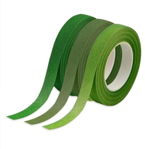 3 Rotoli Nastro Fiorista Verde Guttaperca Verde Adesiva per Fiori Nastri Floreali a Stelo per Fioristi Nastro Crespo Flora Nastro Floreale per Bouquet,Avvolgere Fiori,Corona Nozze(27m*12mm/1 Rotoli)