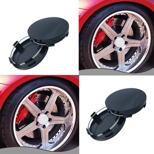 zjxtnb 4 Stück Nabendeckel Aufkleber für Audi A1 A3 A4 A5 A6 A7 A8 B6 B7 B8 B9 C6 C7 C8 D3 D4 D5 D6, Nabenkappen Abzeichen Sticker Reifen Felgendeckel Wheel Caps Zubehör 60mm,A/Black