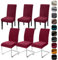 Alishomtll Stretch Samt Stuhlhussen 4er/6er Set Velvet/Velour Stuhlbezug Schwingstuhl Elastische Hussen Waschbarer Stühle Schutz für Küche Restaurant Hotel Bankett Hochzeit (Weinrot, 6 Stück)