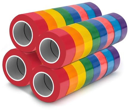 FAOKZE cinta adhesiva colores,cinta adhesiva colores manualidades,8 rollos x 13 m x 25 mm para niños, profesores, rotuladores, pintores, planificadores, cintas de colores decoracion 4 piezas