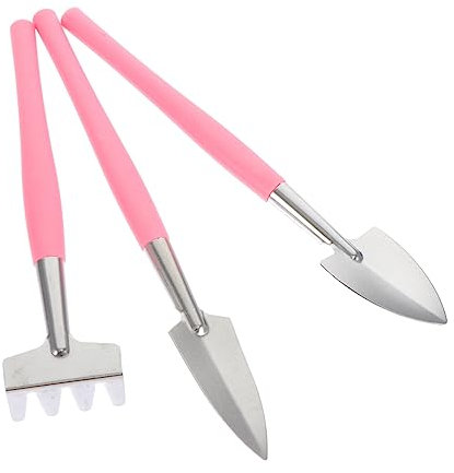 FUNOMOCYA 3 Pièces Pelle Outils de Jardinage truelles de Jardinage Outil de Jardin en Pot terreau horticole Outils Jardinage bêches Meuble du ustensile de Jardinage Acier Inoxydable Rose