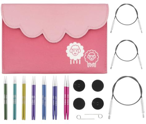 KnitPro Zing Midi Austauschbares Nadelspitzen-Set 4 (10cm) | 7 Größen (3mm bis 5mm)